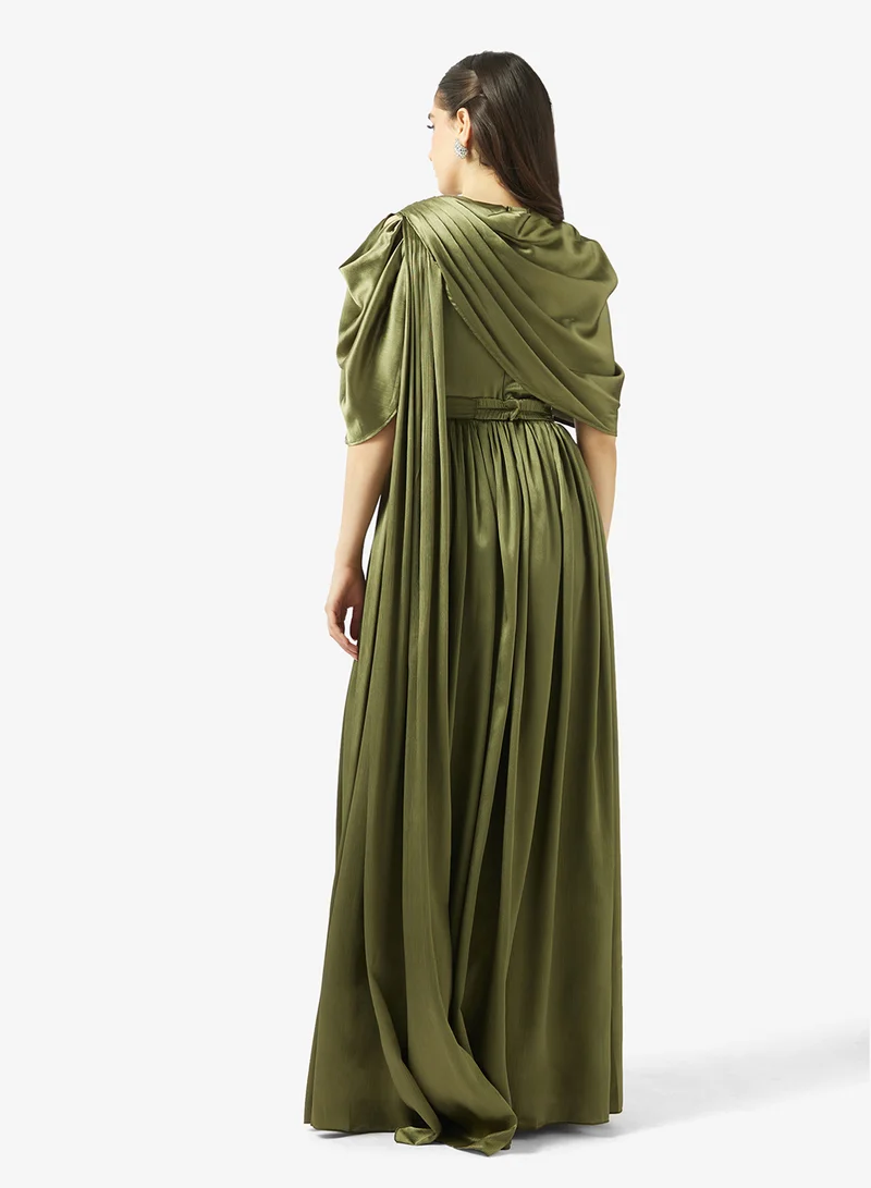 Golden Apple Short Sleeve Shimmer Maxi Dress